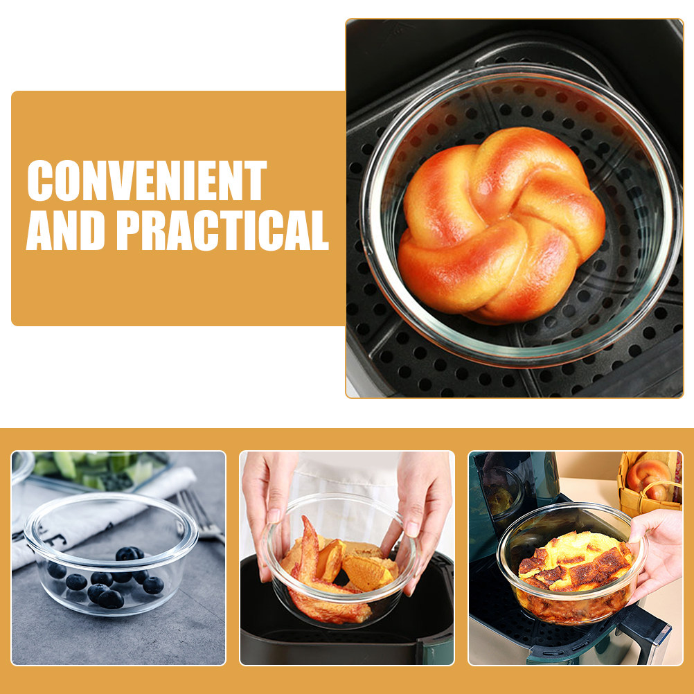 Kitchen Baking Bowls - وعاءان زجاجيان كبيران مقاومان للحرارة العالية،