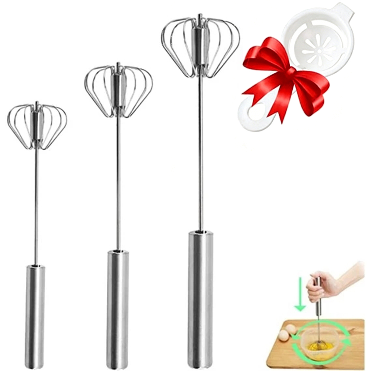 Kitchen Baking Appliances - خلاط بيض من الفولاذ المقاوم للصدأ،